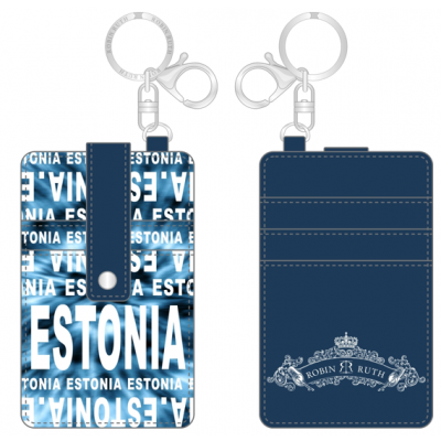 Kaarditaskuga võtmehoidja Estonia tie-dye sinine