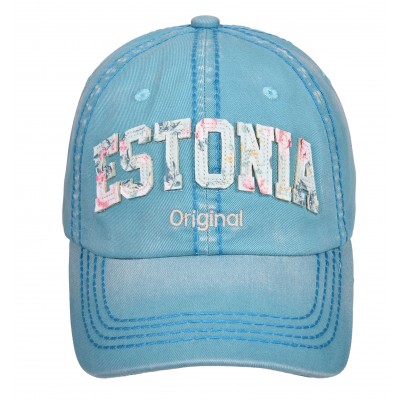 Nokamüts Estonia hele sinine lilledega
