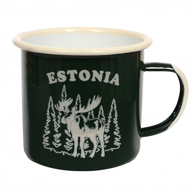 Emailitud kruus Estonia põdraga roheline