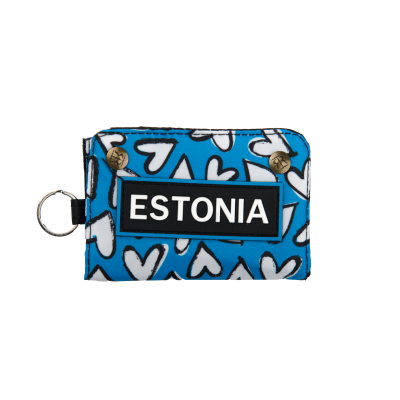 Rahakott Estonia südametega sinine